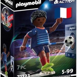 PLAYMOBIL Sports & Action, 71123 Fußballspieler Frankreich mit Kickfunktion und Torwand, ab 5 Jahren